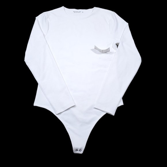 Abercrombie & Fitch Tops - Abercrombie Soft A&F Collection Crew Neck Long Sleeve White Bodysuit Size Large